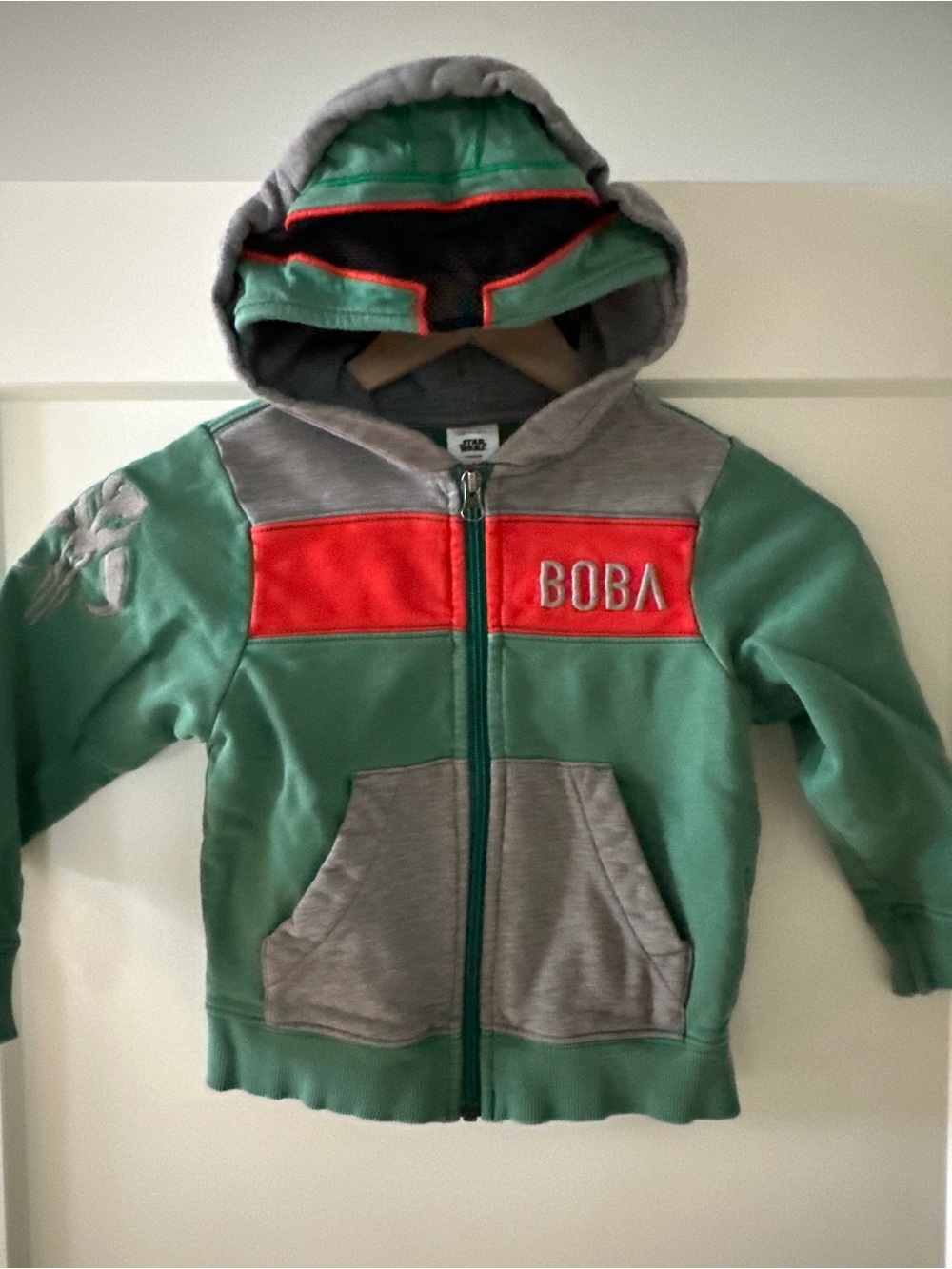Hanna Andersson Star Wars Toddler Boys Green Bona Fett Hoodie Sweatshirt 100/4